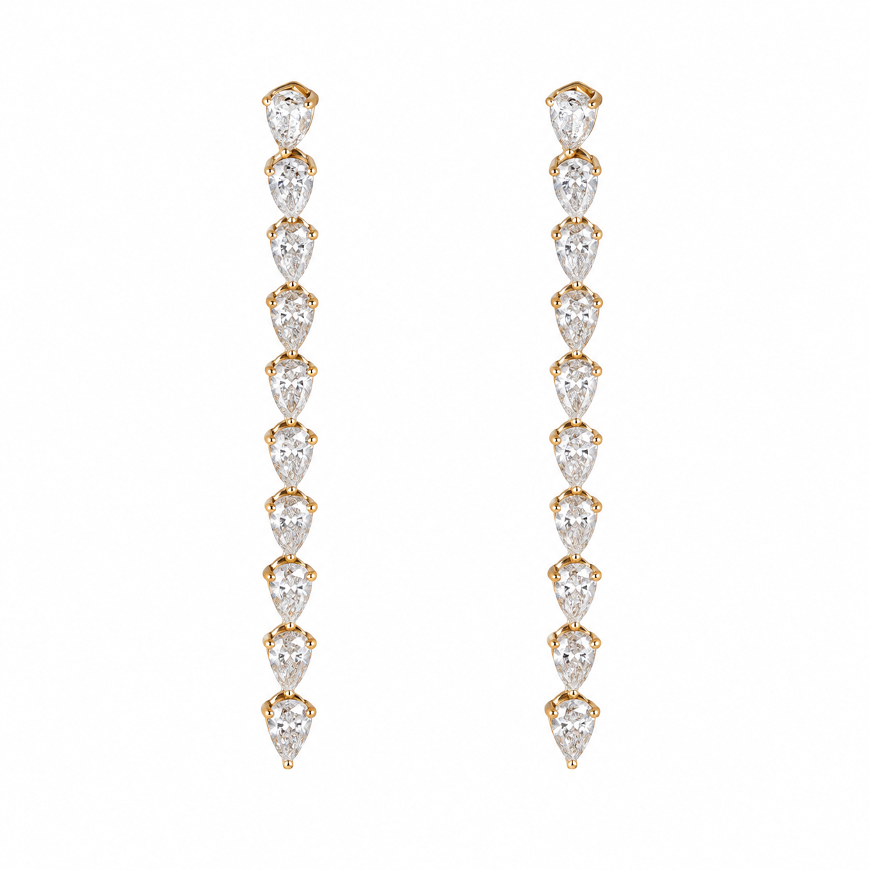 14K Yellow Gold Earrings with 3.45ctw Lab-Grown Pear Diamonds Earrings