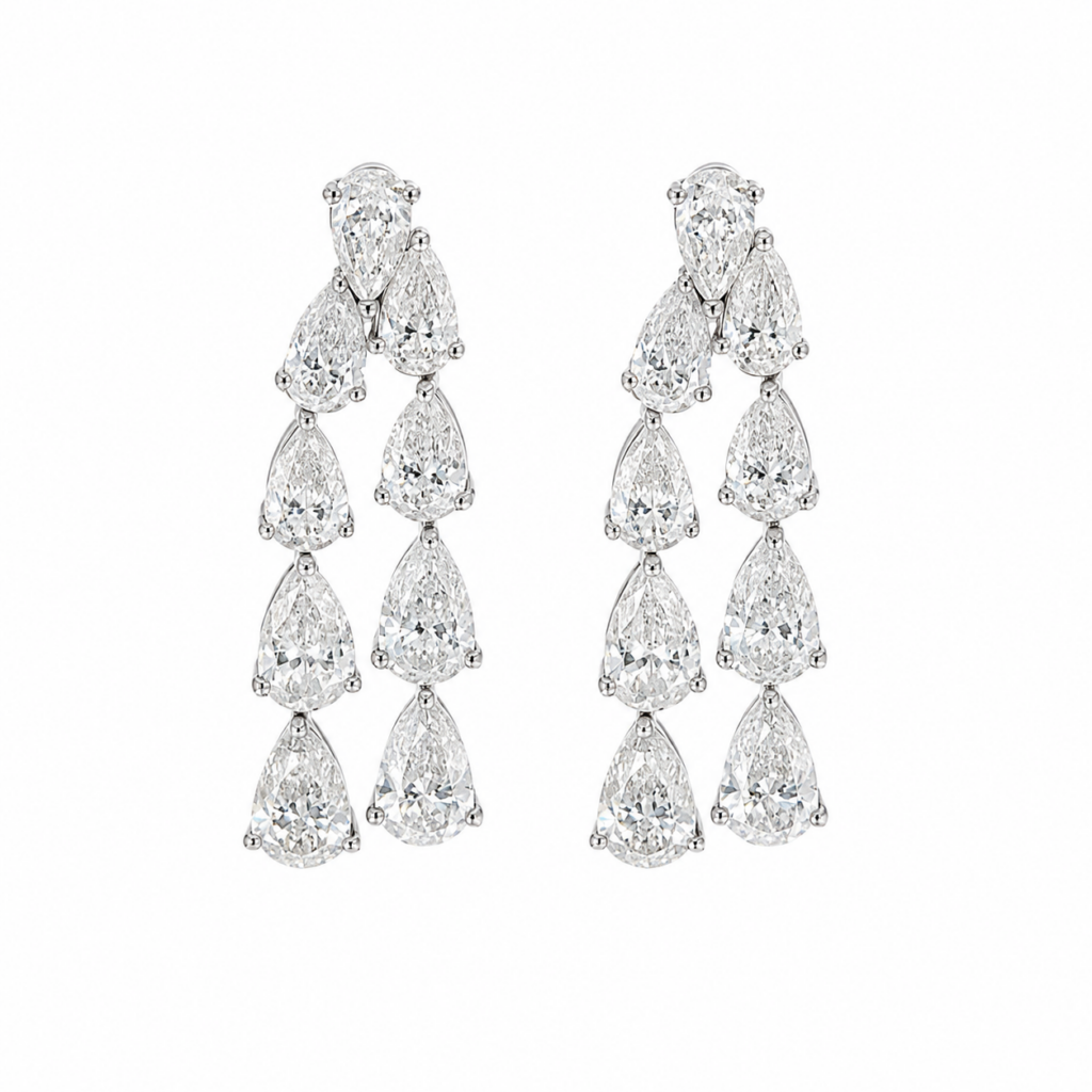 14K White Gold Earrings with 10.34ctw Lab-Grown Pear Diamonds Earrings 2