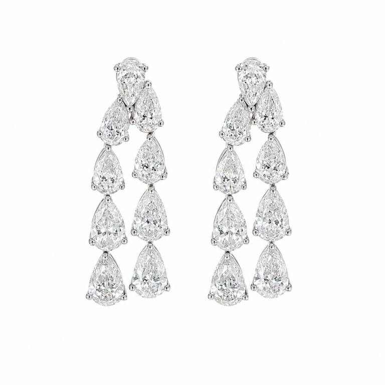 14K White Gold Earrings with 10.34ctw Lab-Grown Pear Diamonds Earrings 2