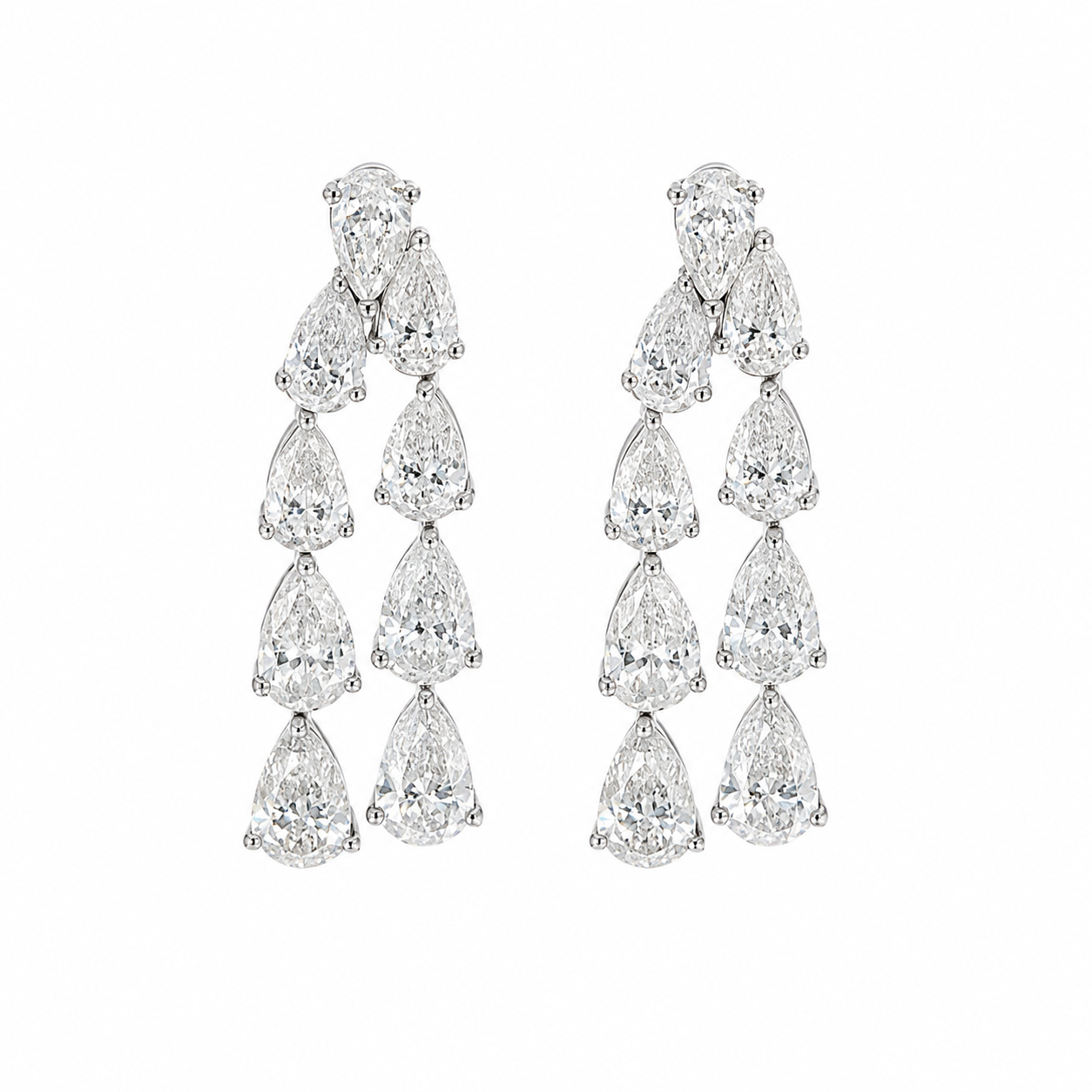 14K White Gold Earrings with 10.34ctw Lab-Grown Pear Diamonds Earrings