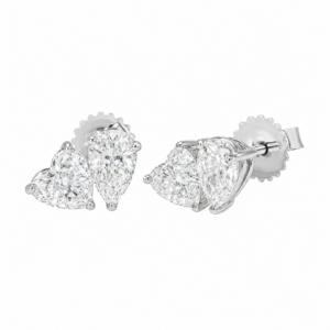 14K White Gold Studs with 2.76ctw Lab-Grown Pear & Heart Diamonds