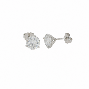 14K White Gold Solitaire Studs with 3.10ctw Lab-Grown Diamonds
