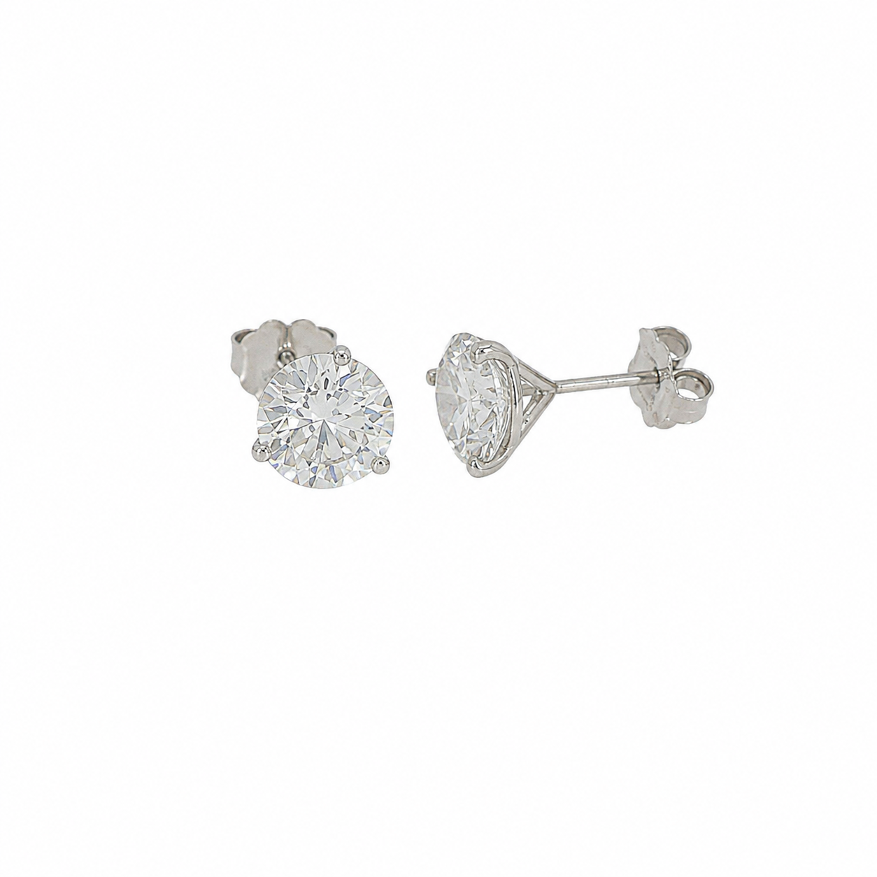 14K White Gold Solitaire Studs with 3.10ctw Lab-Grown Diamonds Earrings