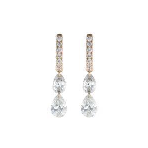 14K Yellow Gold Earrings with 2.20ctw Lab-Grown Pear & Round Diamonds
