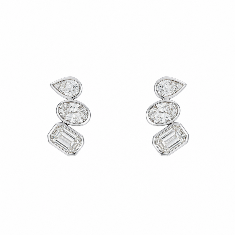 14K White Gold Bezel Studs with 3.03ctw Lab-Grown Diamonds Earrings 2