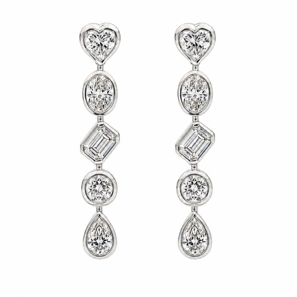 14K White Gold Bezel Dangle Earrings with 3.07ctw Lab-Grown Diamonds Earrings 3
