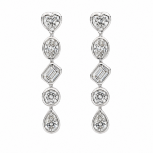 14K White Gold Bezel Dangle Earrings with 3.07ctw Lab-Grown Diamonds