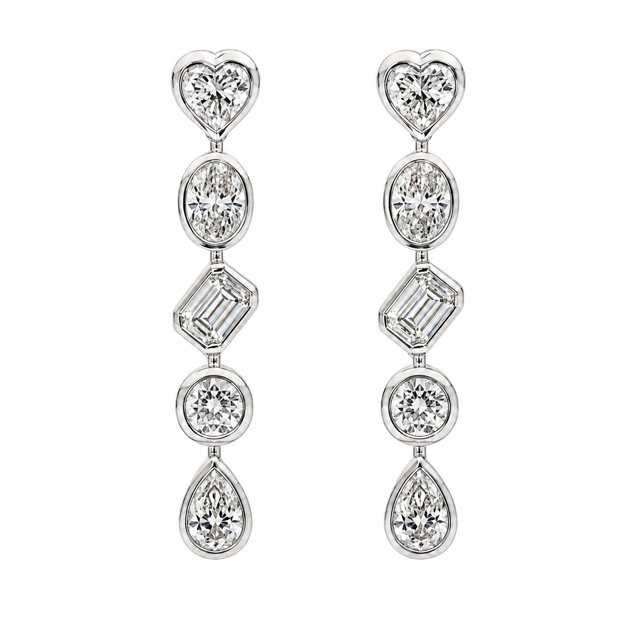 14K White Gold Bezel Dangle Earrings with 3.07ctw Lab-Grown Diamonds Earrings