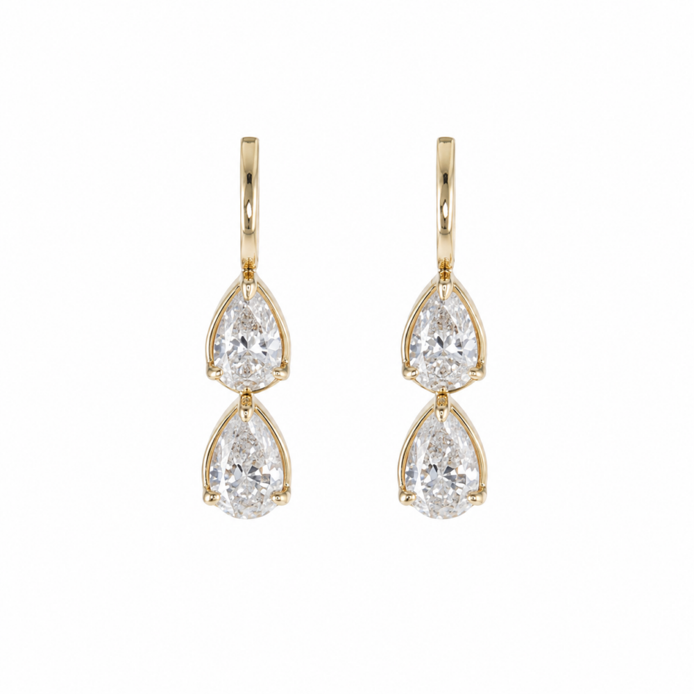 14K Yellow Gold Earrings with 3.41ctw Lab-Grown Pear Diamonds Earrings 3