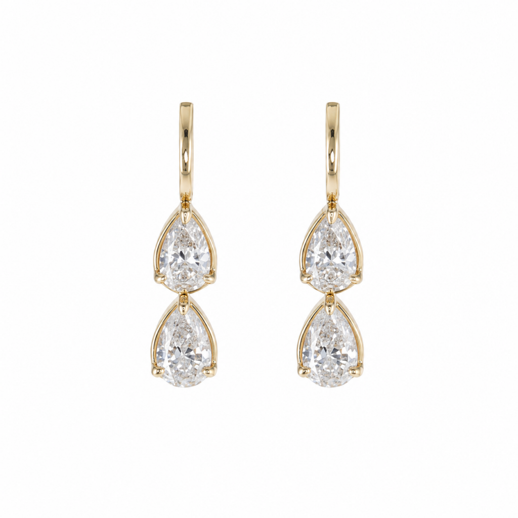 14K Yellow Gold Earrings with 3.41ctw Lab-Grown Pear Diamonds Earrings 2
