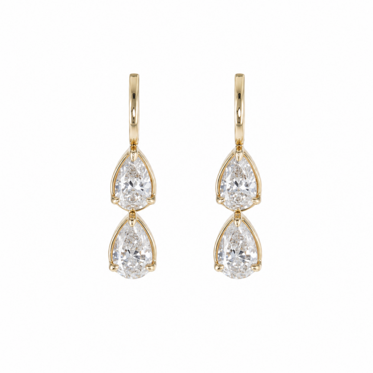 14K Yellow Gold Earrings with 3.41ctw Lab-Grown Pear Diamonds Earrings 2