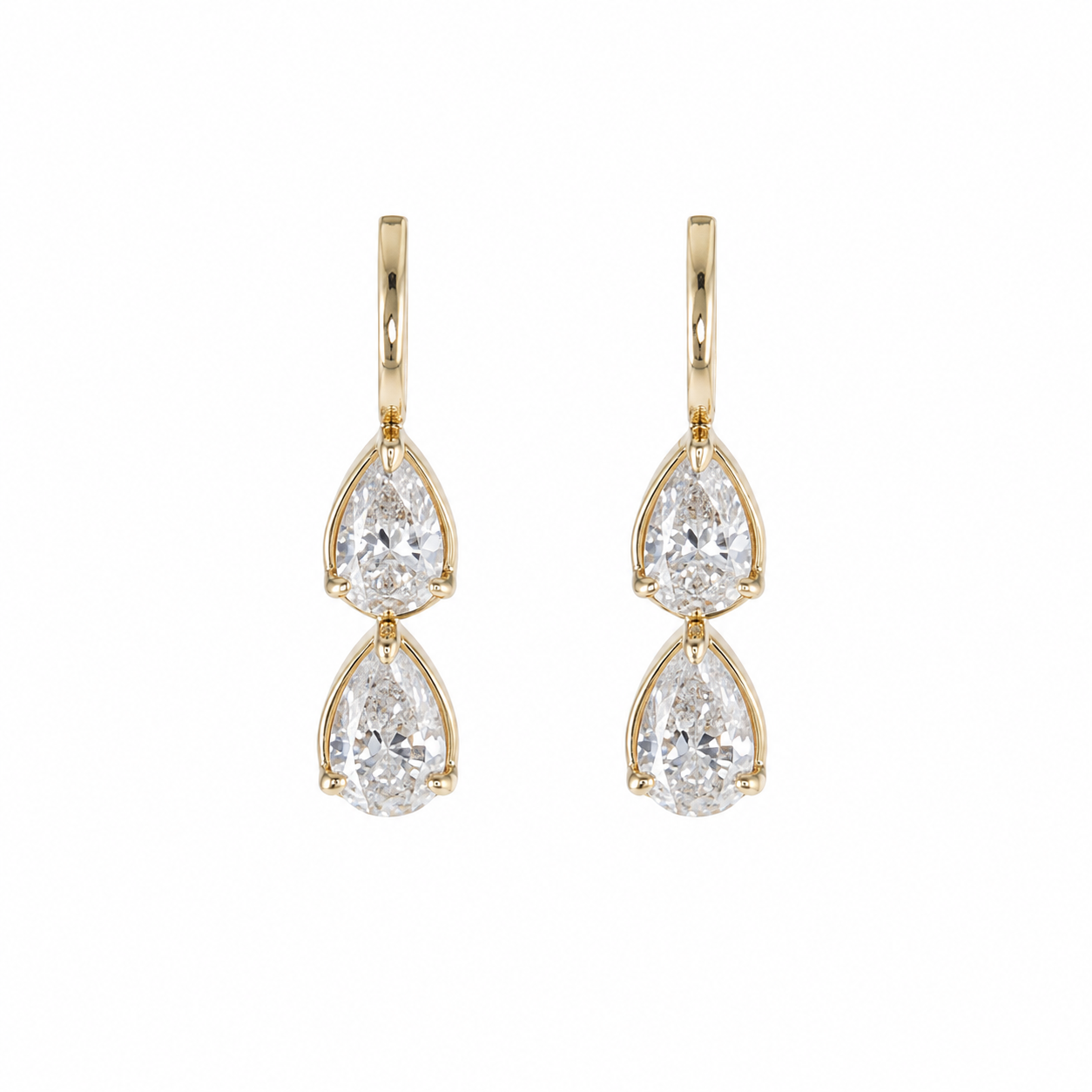 14K Yellow Gold Earrings with 3.41ctw Lab-Grown Pear Diamonds Earrings