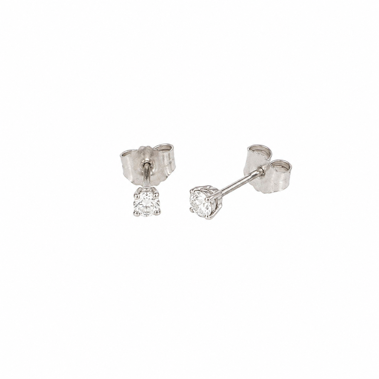 14K White Gold Solitaire Studs with .28ctw Diamonds Earrings