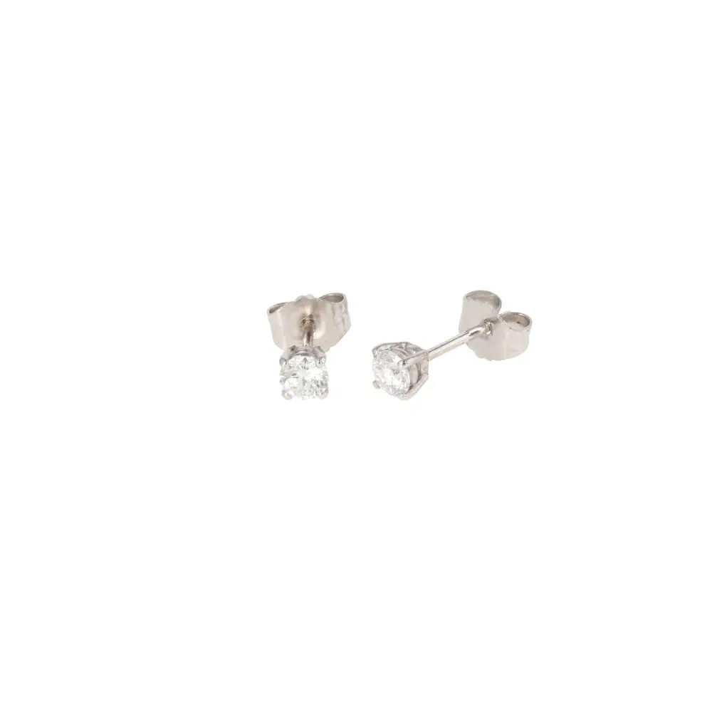 14K White Gold Solitaire Studs with .28ctw Diamonds Earrings