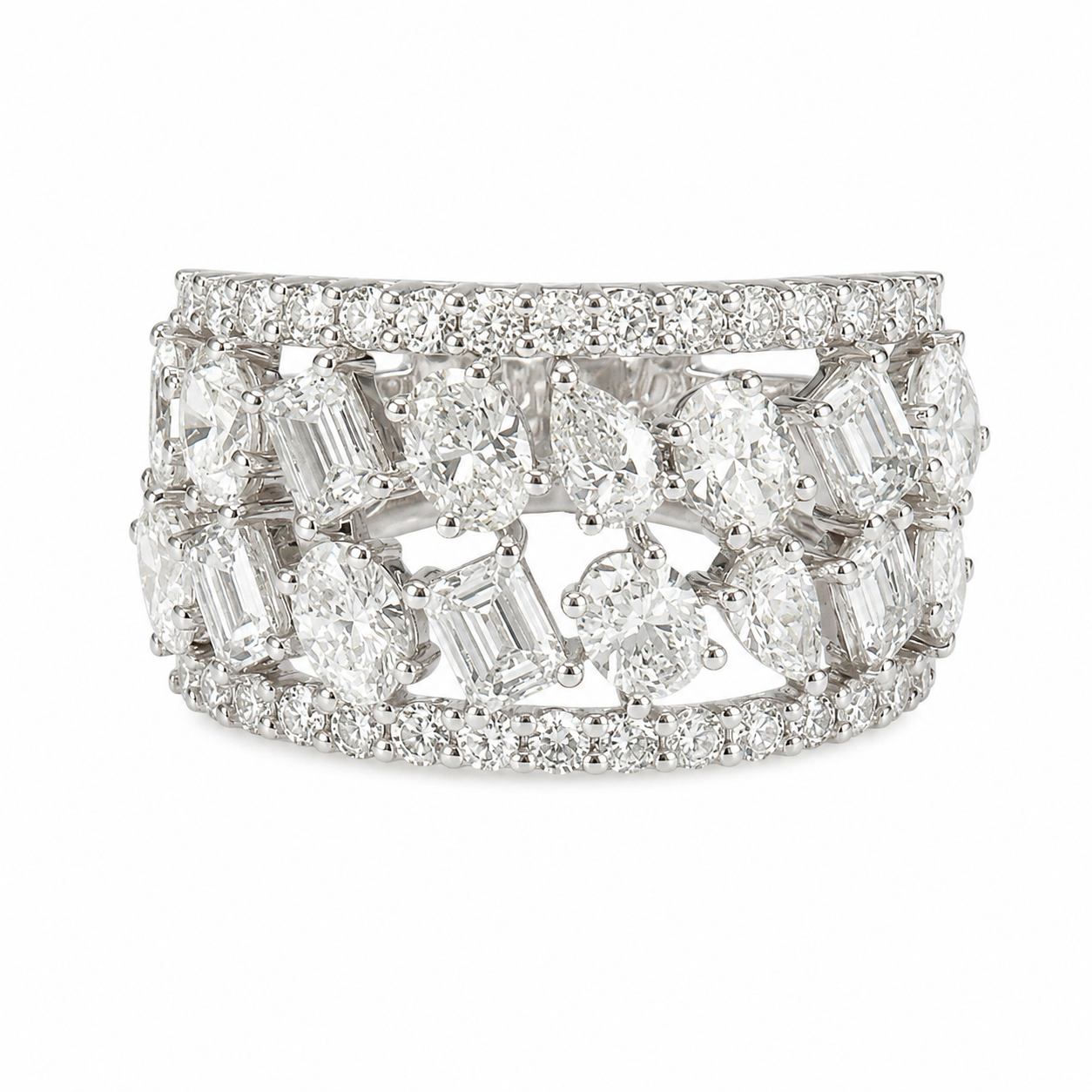 10K White Gold Ring with 3.57ctw Lab-Grown Diamonds Size 5.5 Fine Jewelry
