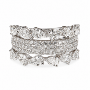 10K White Gold Ring with 2.29ctw Lab-Grown Pear & Round Diamonds Size 6