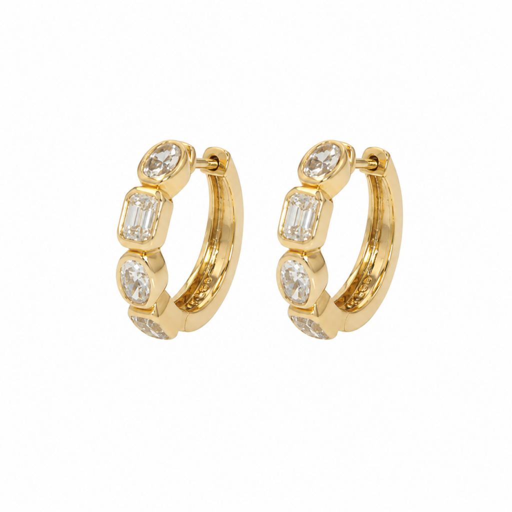 14K Yellow Gold Huggies with 1.39ctw Lab-Grown Diamonds Earrings 2