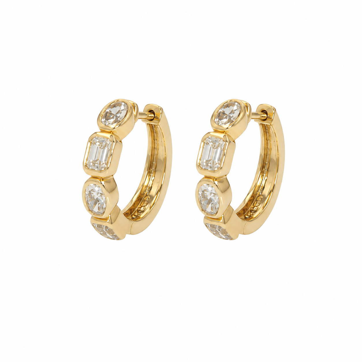 14K Yellow Gold Huggies with 1.39ctw Lab-Grown Diamonds Earrings
