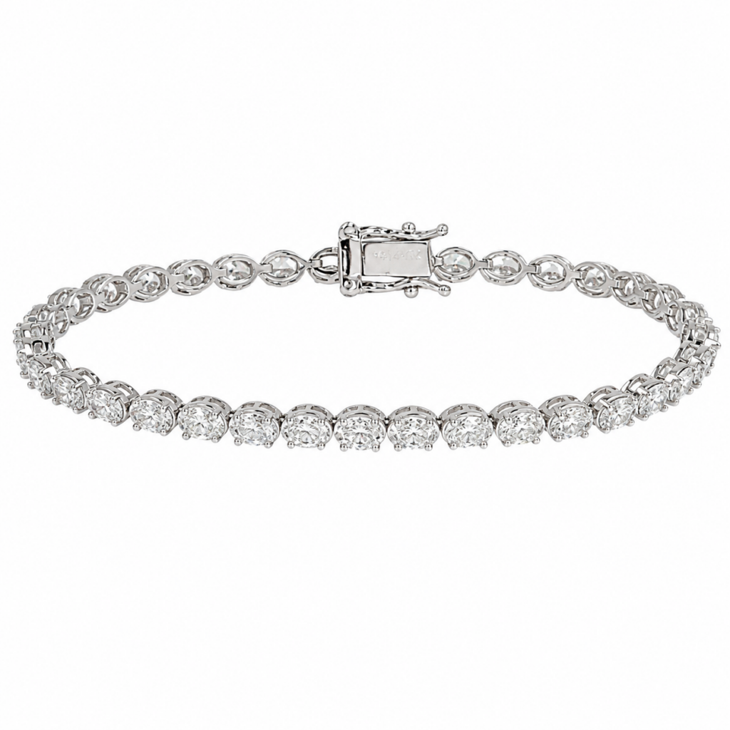 14K White Gold Tennis Bracelet with 5.59ctw Lab-Grown Oval Diamonds 7″ Bracelets 2