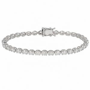 14K White Gold Tennis Bracelet with 5.59ctw Lab-Grown Oval Diamonds 7