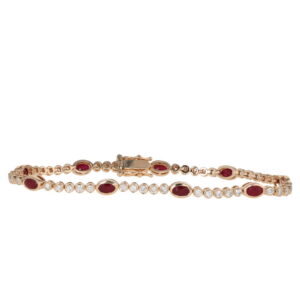 14K Yellow Gold Bezel Bracelet with 2.72ctw Rubies & 1.23ctw Diamonds 7