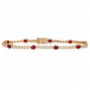 14K Yellow Gold Bezel Bracelet with 2.72ctw Rubies & 1.23ctw Diamonds 7