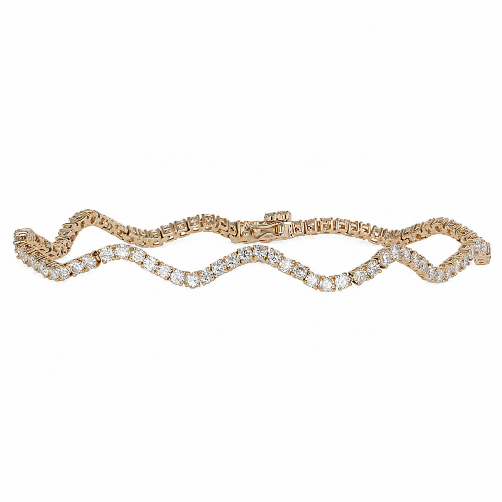 14K Yellow Gold Wave Tennis Bracelet with 3.10ctw Diamonds 7″ Bracelets 2