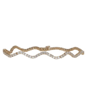 14K Yellow Gold Wave Tennis Bracelet with 3.10ctw Diamonds 7″