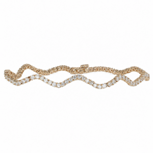 14K Yellow Gold Wave Tennis Bracelet with 3.10ctw Diamonds 7″