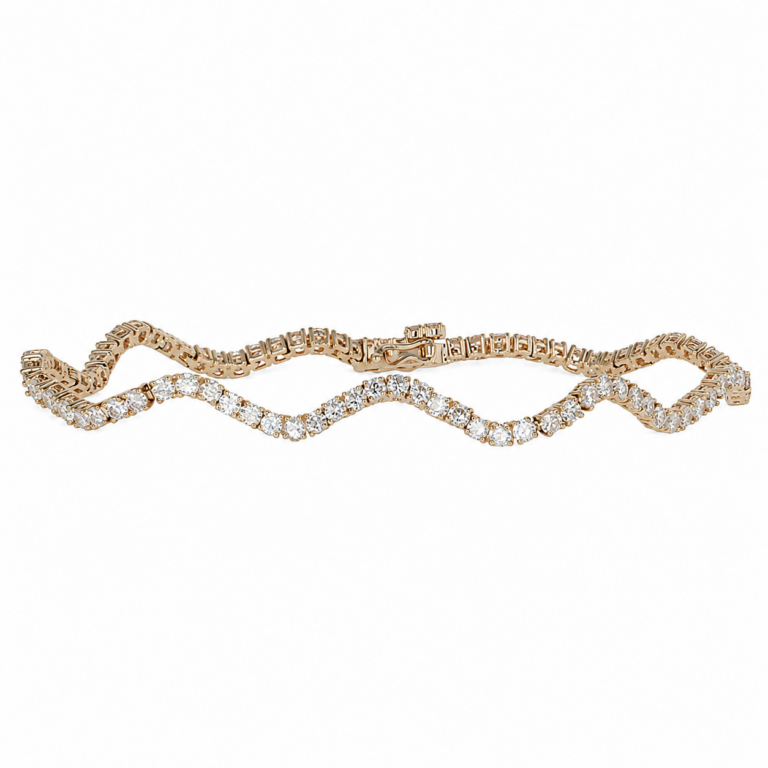 14K Yellow Gold Wave Tennis Bracelet with 3.10ctw Diamonds 7″ Bracelets 2