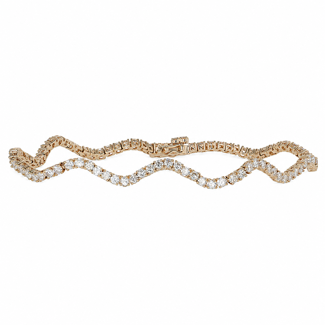 14K Yellow Gold Wave Tennis Bracelet with 3.10ctw Diamonds 7″ Bracelets