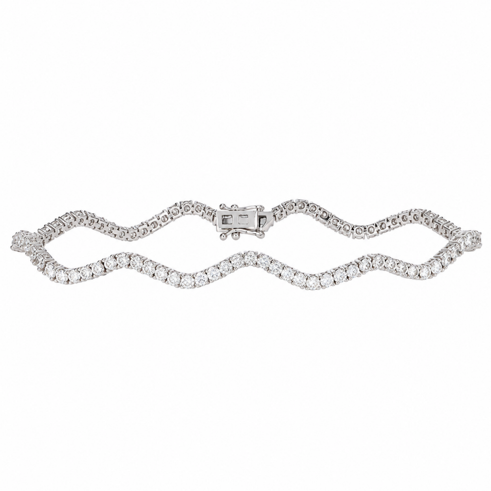 14K White Gold Wave Tennis Bracelet with 3.10ctw Diamonds 7″ Bracelets 3