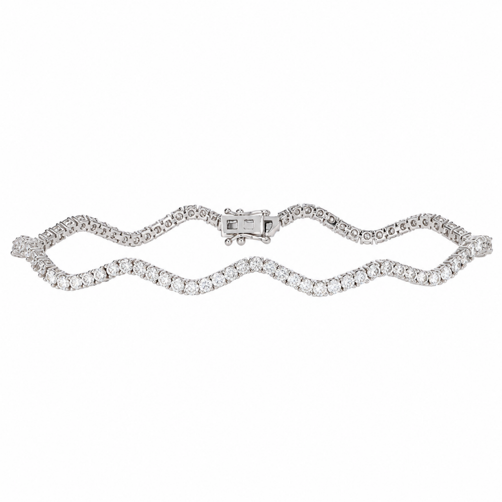 14K White Gold Wave Tennis Bracelet with 3.10ctw Diamonds 7″ Bracelets 2