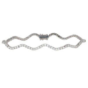 14K White Gold Wave Tennis Bracelet with 3.10ctw Diamonds 7
