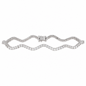 14K White Gold Wave Tennis Bracelet with 3.10ctw Diamonds 7