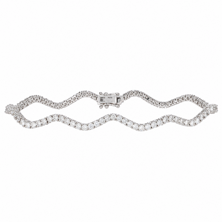 14K White Gold Wave Tennis Bracelet with 3.10ctw Diamonds 7″ Bracelets 2