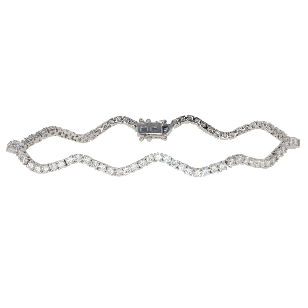 14K White Gold Wave Tennis Bracelet with 3.10ctw Diamonds 7″ Bracelets