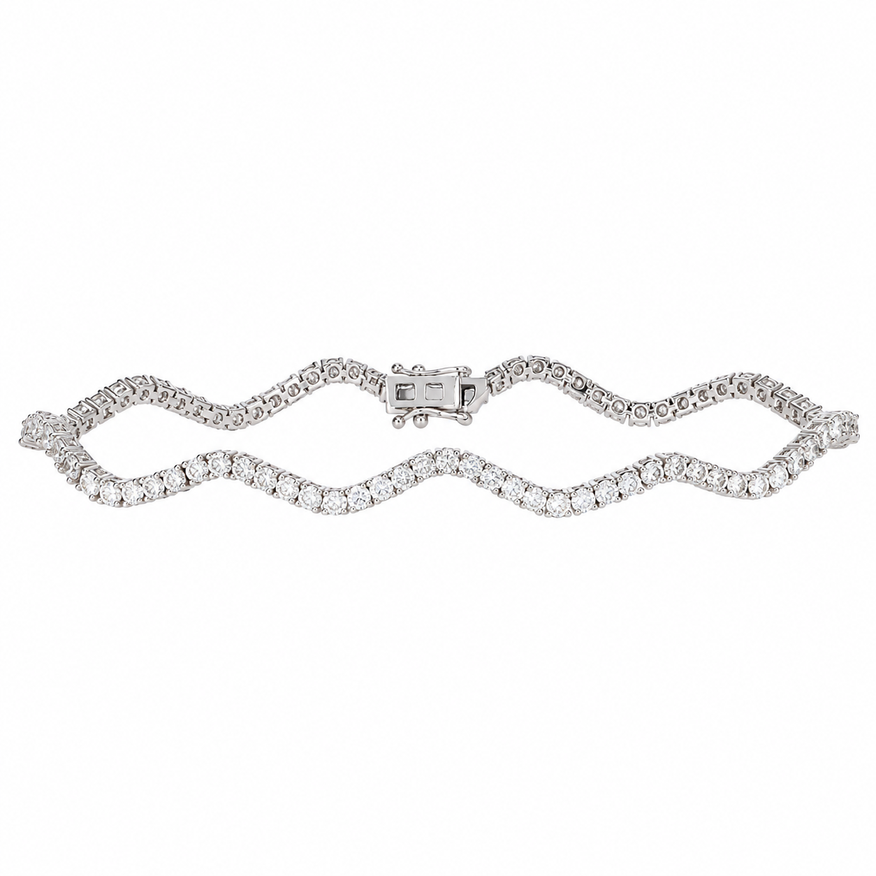 14K White Gold Wave Tennis Bracelet with 3.10ctw Diamonds 7″ Bracelets
