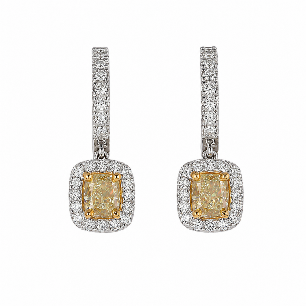 14K Two-Tone Earrings with 1.53ctw Yellow & White Diamonds Earrings 3