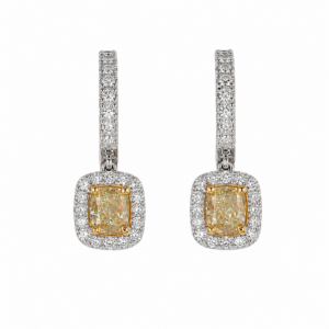 14K Two-Tone Earrings with 1.53ctw Yellow & White Diamonds