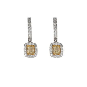14K Two-Tone Earrings with 1.53ctw Yellow & White Diamonds