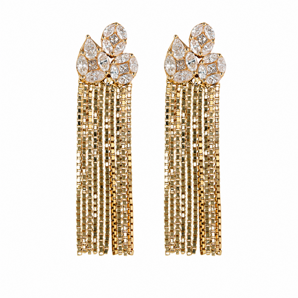 14K Yellow Gold Curtain Earrings with 1.41ctw Diamonds Earrings 3