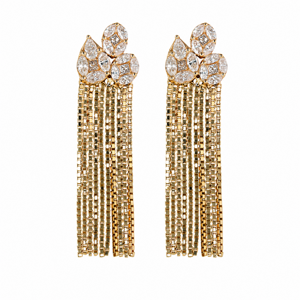 14K Yellow Gold Curtain Earrings with 1.41ctw Diamonds Earrings 2