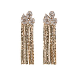 14K Yellow Gold Curtain Earrings with 1.41ctw Diamonds