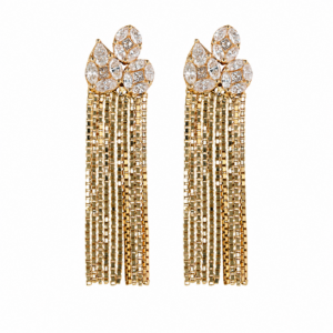 14K Yellow Gold Curtain Earrings with 1.41ctw Diamonds