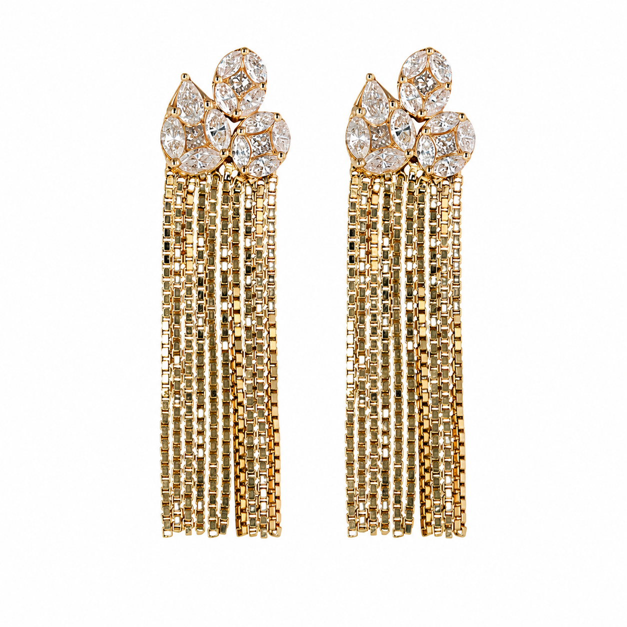 14K Yellow Gold Curtain Earrings with 1.41ctw Diamonds Earrings