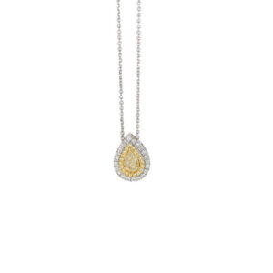 14K Two-Tone Necklace with .80ctw Yellow & White Diamonds 16