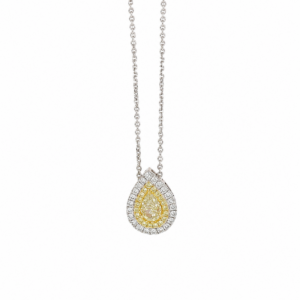 14K Two-Tone Necklace with .80ctw Yellow & White Diamonds 16