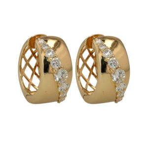 14K Yellow Gold Hoops with 1.03ctw Diamonds 1/2