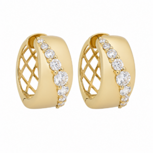 14K Yellow Gold Hoops with 1.03ctw Diamonds 1/2